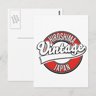 Cartão Postal Logotipo estilo vintage de Hiroshima Japão