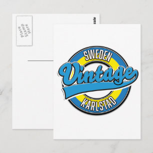 Cartão Postal logotipo estilo vintage karlstad suécia.