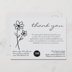 Cartão Postal Logotipo Personalizado e Código QR Obrigado Empres