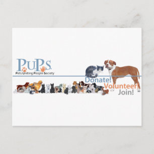 Cartão Postal Logotipo PUPs com cães e gatos