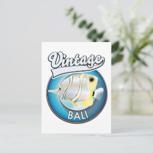 Cartão Postal Logotipo retrô Vintage Bali