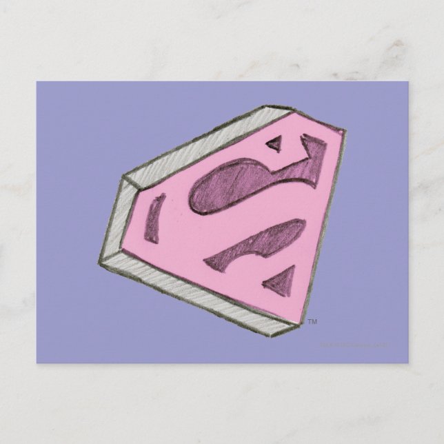 Cartão Postal Logotipo rosa de Supergirl esboçado (Frente)