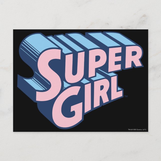 Cartão Postal Logotipo rosa e azul da Supergirl (Frente)
