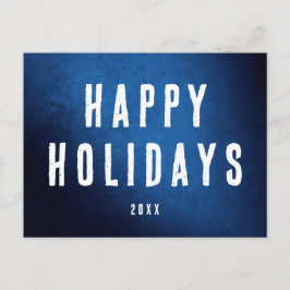 Cartão Postal Logotipo Simples Feliz Férias Gradiente Azul