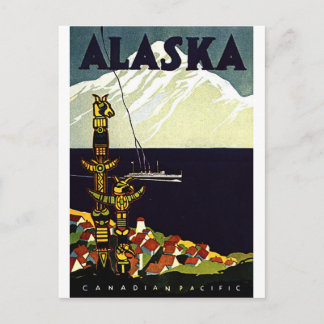 Cartão Postal Logotipo Vintage Alaskla