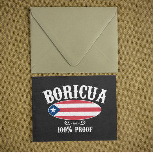 Cartão Postal Logotipo Vintage Boricua Puerto Rico 100%
