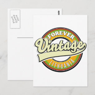 Cartão Postal Logotipo vintage da Lituânia para sempre.