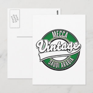 Cartão Postal Logótipo vintage da Mecca saudi arabia