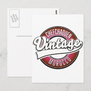Cartão Postal logotipo vintage de chefchaouen marrocos