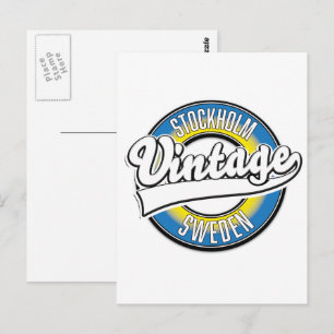 Cartão Postal Logotipo vintage de Estocolmo Suécia