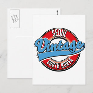 Cartão Postal Logotipo vintage de Seul Coreia do Sul