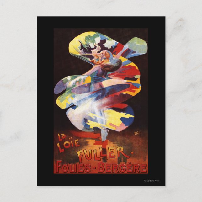 Cartão Postal Loie Fuller no Teatro Folies-Bergere (Frente)