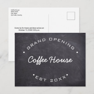 Cartão Postal Loja de Café Quadro-negro de Abertura Personalizad