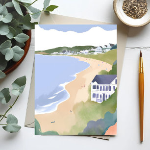 Cartão Postal Lojas de Bonnet Rhode Island Beach Watercolor