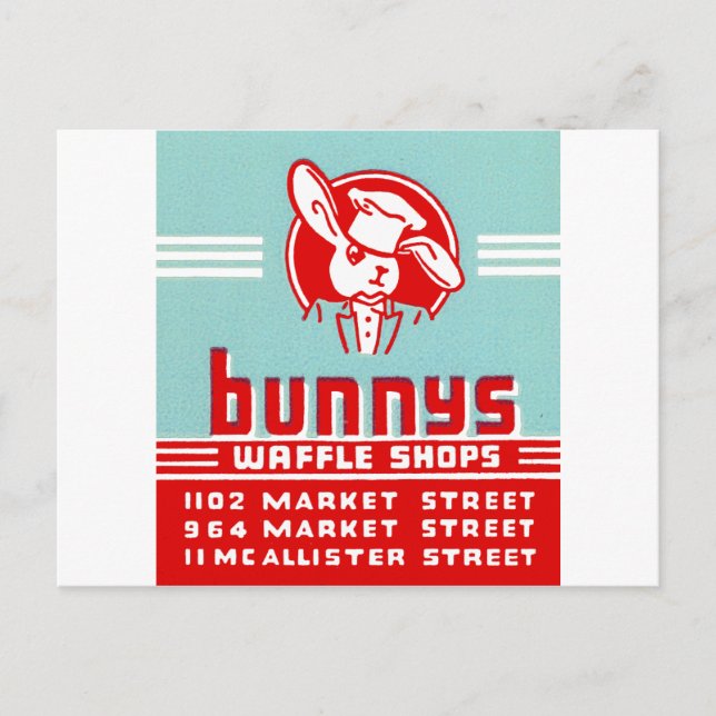 Cartão Postal Lojas de Waffle da Bunnys (Frente)