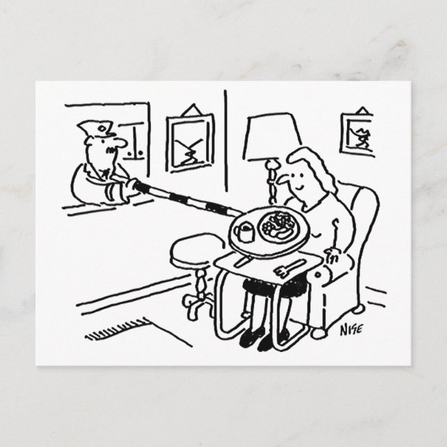 Cartão Postal Lollipop Man Serve Comida de seu Chapéu de cozinha (Frente)