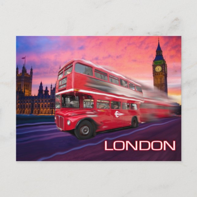 Cartão Postal London Bus & Big Ben (Frente)