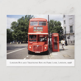 Cartão Postal London Bus & Telephone Box Central London 1998