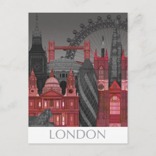 Cartão Postal London Elevations by Night - Red