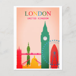 Cartão Postal London England Colorful Viagens vintage