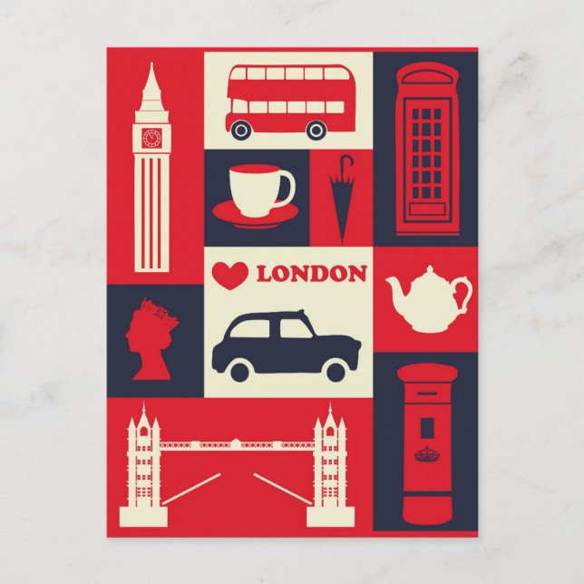 Cartão Postal London England Landmarks Cute Viagem (Frente)