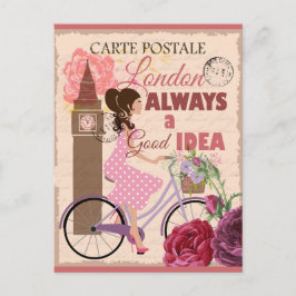 Cartão Postal London England Pink Viagens vintage