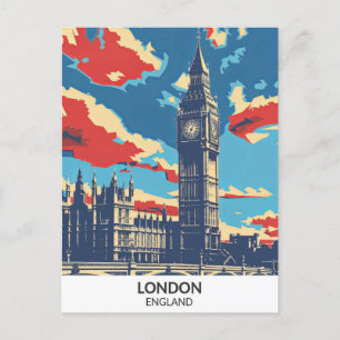 Cartão Postal London England Retro Trabalho de arte Viagem