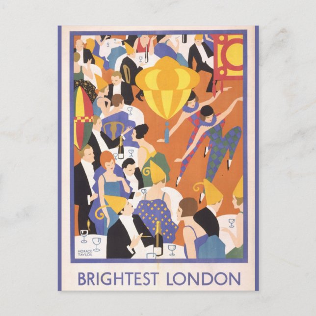 Cartão Postal London England Viagem Vintage Party (Frente)