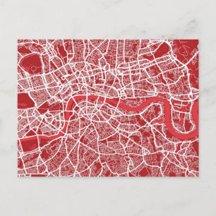 Cartão Postal London Map Art Red