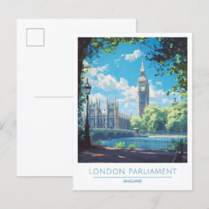 Cartão Postal London Parliament England Viagens vintage