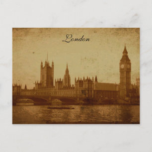 Cartão Postal London River Thames e Parlamento