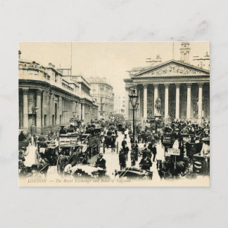 Cartão Postal London Royal Exchange e Bank of England Pos 1900