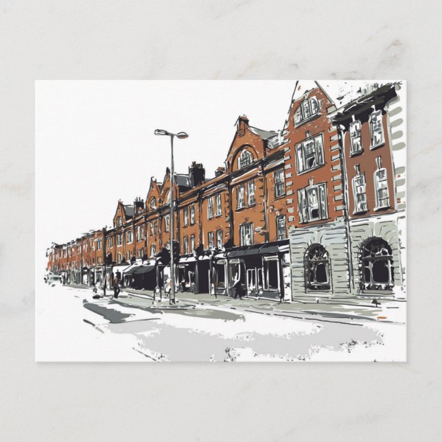 Cartão Postal London Street Scene (Frente)