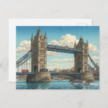London Tower Bridge Japanese Woodblock Print