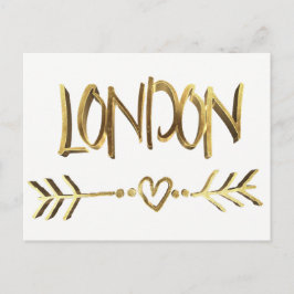 Cartão Postal London UK Love Elegante Dourado Look Typografia