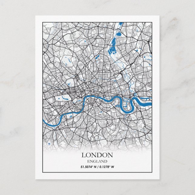 Cartão Postal London United Kingdom City Map Viagem (Frente)