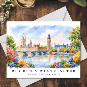 Cartão Postal Londres Big Ben & Westminster Aquarela Viagem