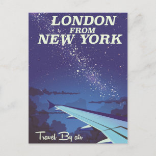 Cartão Postal Londres de Nova York Cartaz de voo vintage