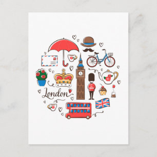 Cartão Postal Londres Doodles