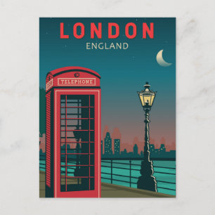 Cartão Postal Londres Inglaterra Arte de Viagem Retro Vintage