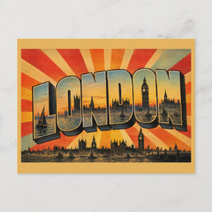 Cartão Postal Londres Inglaterra Arte Gótico à Beira-Rio Vintage