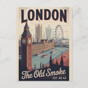 Cartão Postal Londres Inglaterra Paisagem Urbana Retrô Viagem
