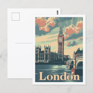 Cartão Postal Londres Inglaterra Reino Unido Lugar de Viagem Vin