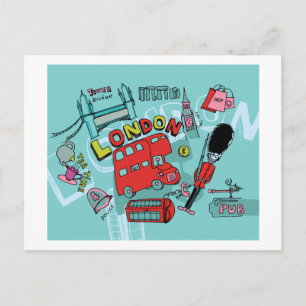 Cartão Postal Londres ~ Inglaterra Reino Unido Viagem Art