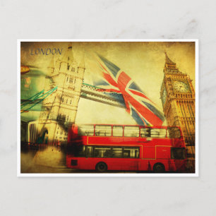 Cartão Postal Londres Inglaterra Retro Viagem Art Vintage bem-vi