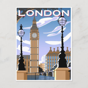 Cartão Postal Londres Inglaterra Retro Viagem Art Vintage bem-vi