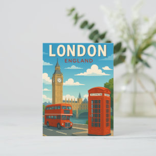 Cartão Postal Londres Inglaterra Viagem Vintage Big Ben, Ônibus