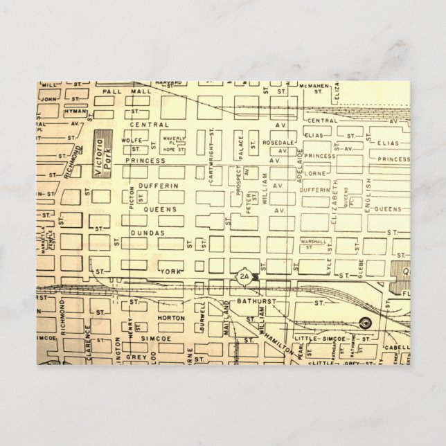 Cartão Postal Londres, Ontário, Canadá - Mapa Vintage (Frente)