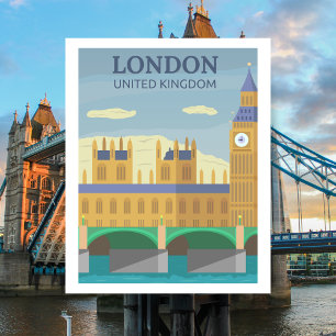 Cartão Postal Londres, Reino Unido Vintage Retro Viagem