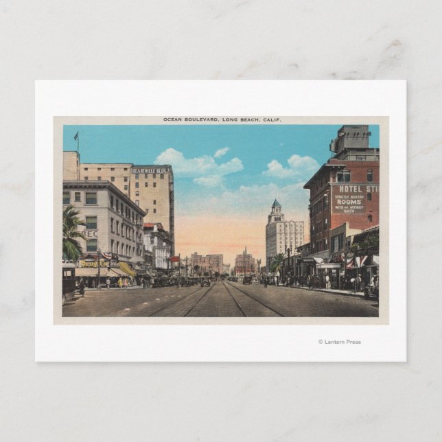 Cartão Postal Long Beach, CA - Ocean Boulevard View (Frente)